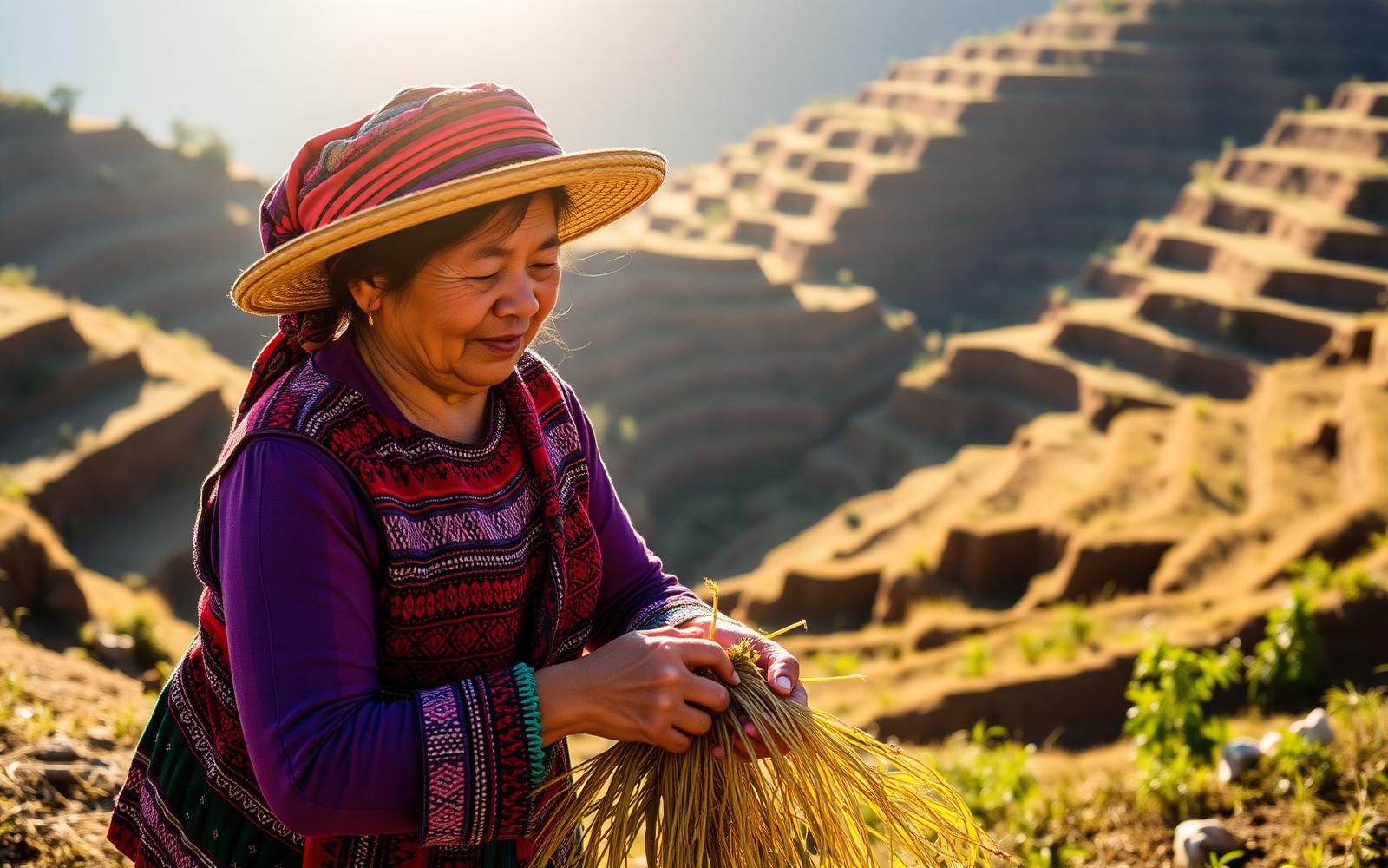 Peruvian farmer harvesting